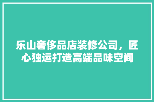 乐山奢侈品店装修公司，匠心独运打造高端品味空间