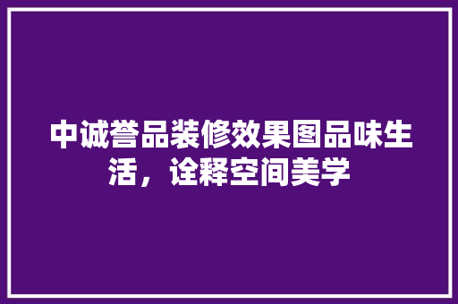 中诚誉品装修效果图品味生活，诠释空间美学