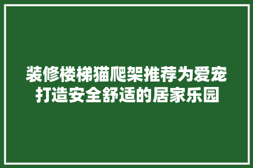 装修楼梯猫爬架推荐为爱宠打造安全舒适的居家乐园