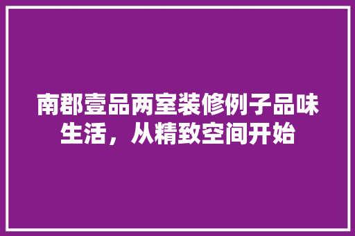 南郡壹品两室装修例子品味生活，从精致空间开始