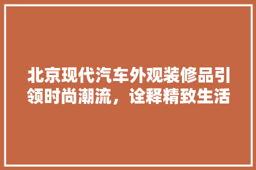 北京现代汽车外观装修品引领时尚潮流，诠释精致生活