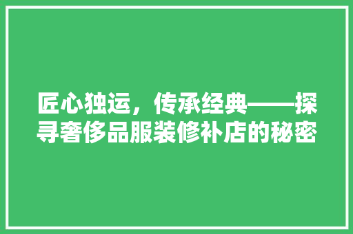 匠心独运，传承经典——探寻奢侈品服装修补店的秘密花园
