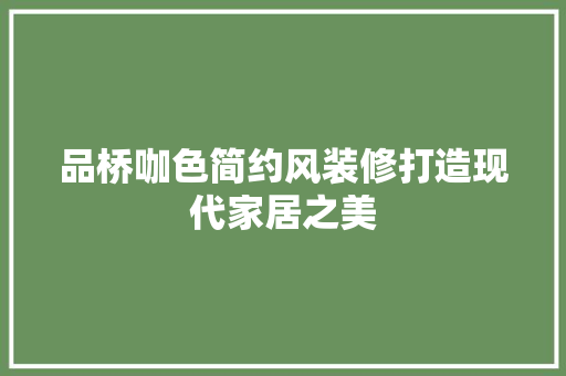 品桥咖色简约风装修打造现代家居之美