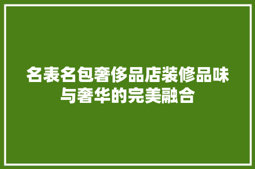 名表名包奢侈品店装修品味与奢华的完美融合