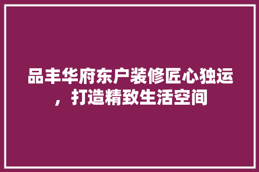 品丰华府东户装修匠心独运，打造精致生活空间