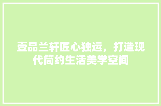 壹品兰轩匠心独运，打造现代简约生活美学空间