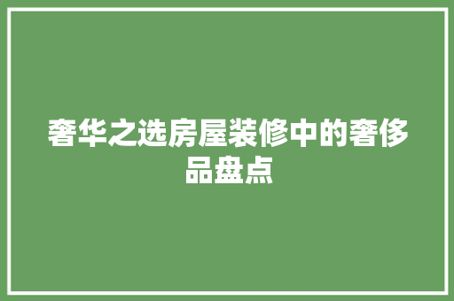 奢华之选房屋装修中的奢侈品盘点