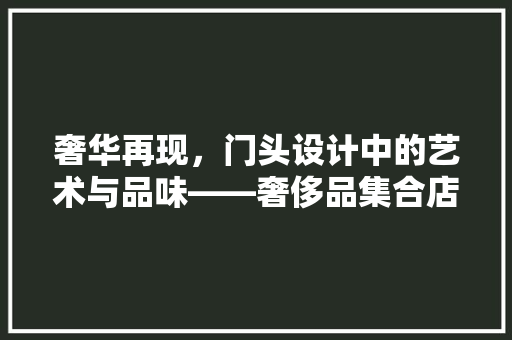 奢华再现，门头设计中的艺术与品味——奢侈品集合店装修门头之美