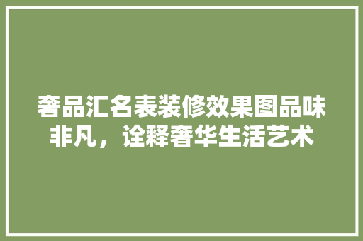 奢品汇名表装修效果图品味非凡，诠释奢华生活艺术