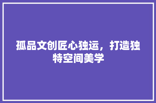 孤品文创匠心独运，打造独特空间美学
