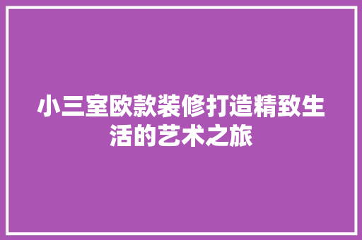 小三室欧款装修打造精致生活的艺术之旅