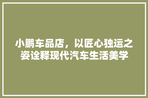 小鹏车品店，以匠心独运之姿诠释现代汽车生活美学