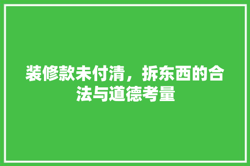 装修款未付清，拆东西的合法与道德考量