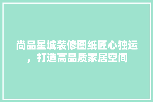 尚品星城装修图纸匠心独运，打造高品质家居空间