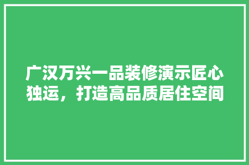 广汉万兴一品装修演示匠心独运，打造高品质居住空间