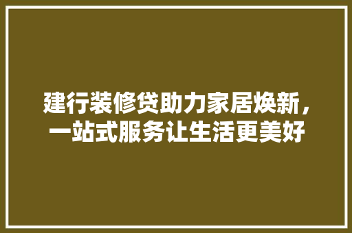 建行装修贷助力家居焕新，一站式服务让生活更美好