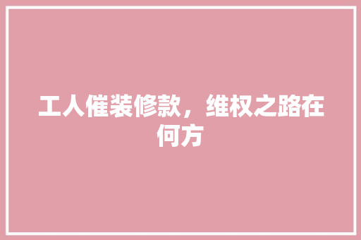 工人催装修款，维权之路在何方