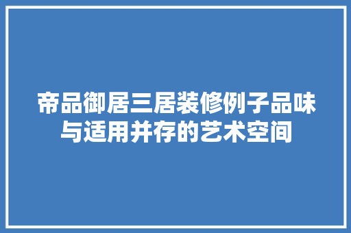 帝品御居三居装修例子品味与适用并存的艺术空间