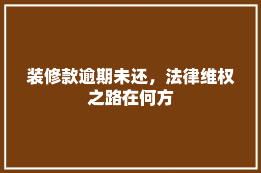 装修款逾期未还，法律维权之路在何方
