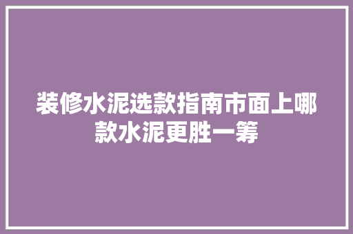 装修水泥选款指南市面上哪款水泥更胜一筹