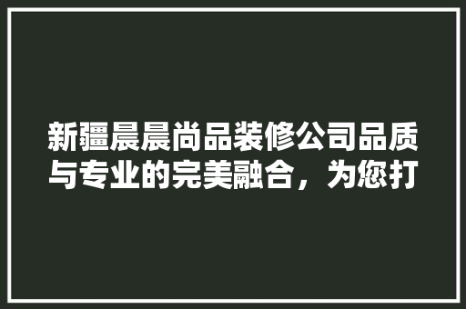 新疆晨晨尚品装修公司品质与专业的完美融合，为您打造温馨家园