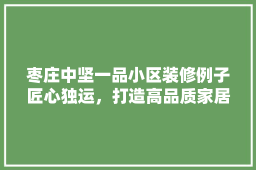 枣庄中坚一品小区装修例子匠心独运，打造高品质家居生活