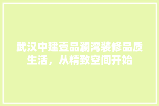 武汉中建壹品澜湾装修品质生活，从精致空间开始