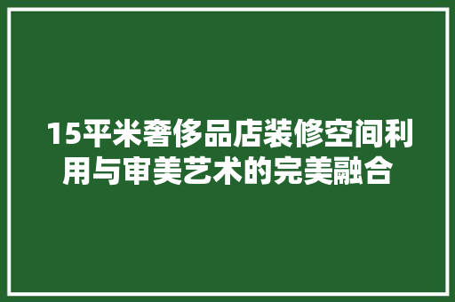 15平米奢侈品店装修空间利用与审美艺术的完美融合