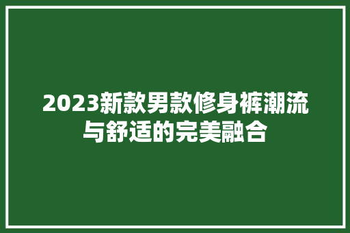 2023新款男款修身裤潮流与舒适的完美融合