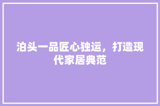 泊头一品匠心独运，打造现代家居典范