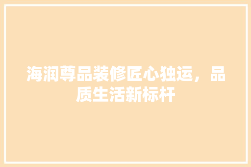海润尊品装修匠心独运，品质生活新标杆