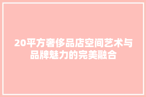 20平方奢侈品店空间艺术与品牌魅力的完美融合