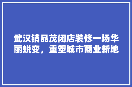 武汉销品茂闭店装修一场华丽蜕变，重塑城市商业新地标
