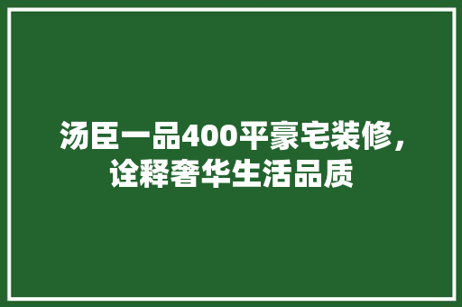 汤臣一品400平豪宅装修，诠释奢华生活品质
