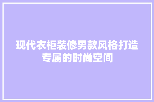 现代衣柜装修男款风格打造专属的时尚空间