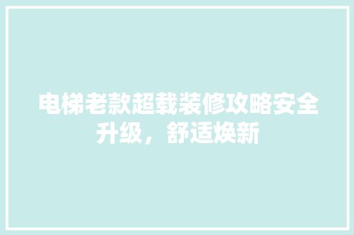 电梯老款超载装修攻略安全升级，舒适焕新