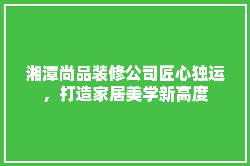 湘潭尚品装修公司匠心独运，打造家居美学新高度