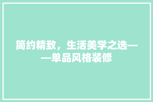 简约精致，生活美学之选——单品风格装修
