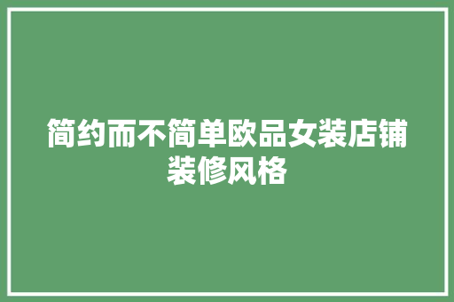 简约而不简单欧品女装店铺装修风格