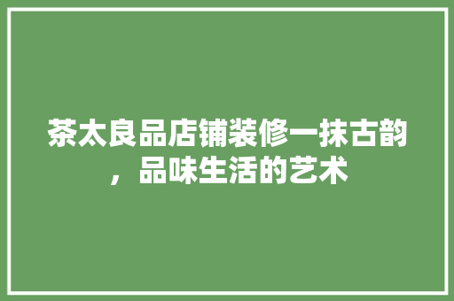 茶太良品店铺装修一抹古韵，品味生活的艺术