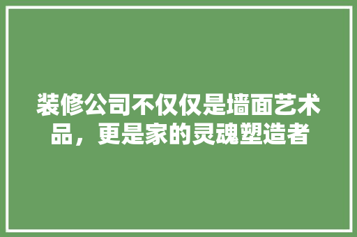 装修公司不仅仅是墙面艺术品，更是家的灵魂塑造者