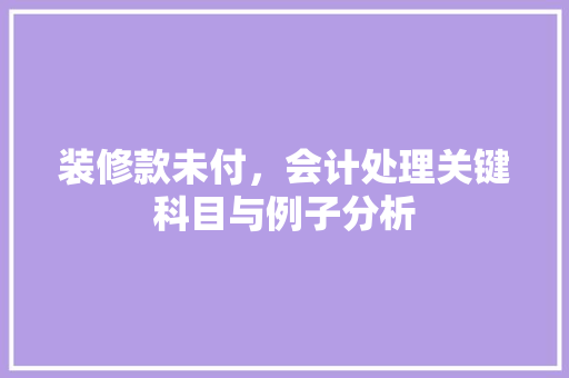 装修款未付，会计处理关键科目与例子分析