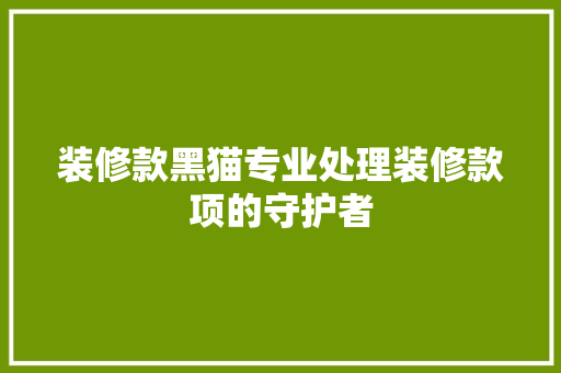装修款黑猫专业处理装修款项的守护者