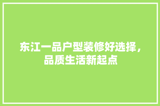 东江一品户型装修好选择，品质生活新起点