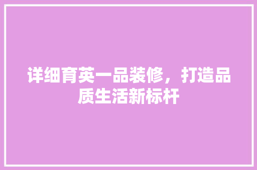 详细育英一品装修，打造品质生活新标杆
