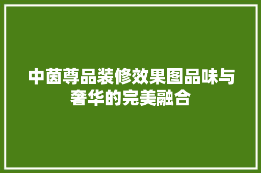 中茵尊品装修效果图品味与奢华的完美融合