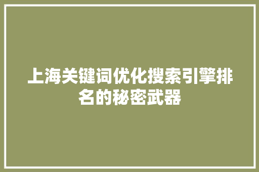 上海关键词优化搜索引擎排名的秘密武器 上海关键词优化搜索引擎排名的秘密武器