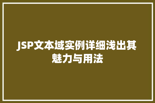 JSP文本域实例详细浅出其魅力与用法