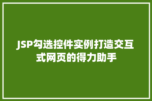 JSP勾选控件实例打造交互式网页的得力助手
