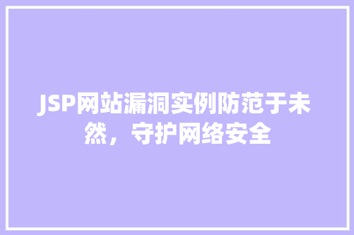 JSP网站漏洞实例防范于未然，守护网络安全